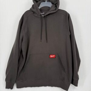 Milwaukee Tools Mens Pullover‎ Hoodie Charcoal Gray Fleece Size Large Workwear